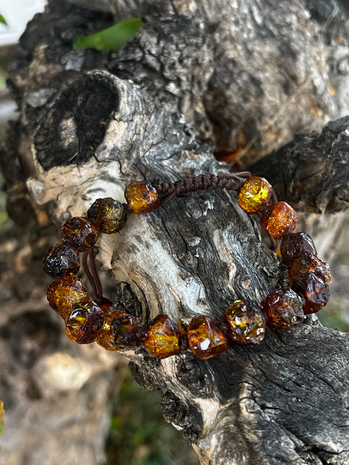Handmade Baltic Amber Bead Bracelet – Adjustable Macrame Unisex Bracelet