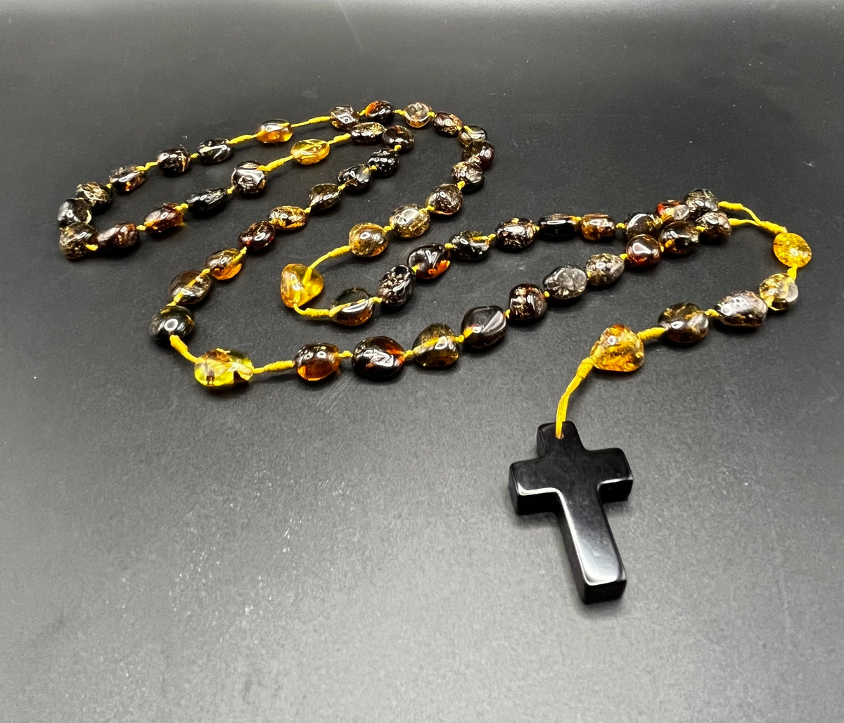 Handcrafted Natural Baltic Amber Catholic Rosary Necklace – 56 cm (22")