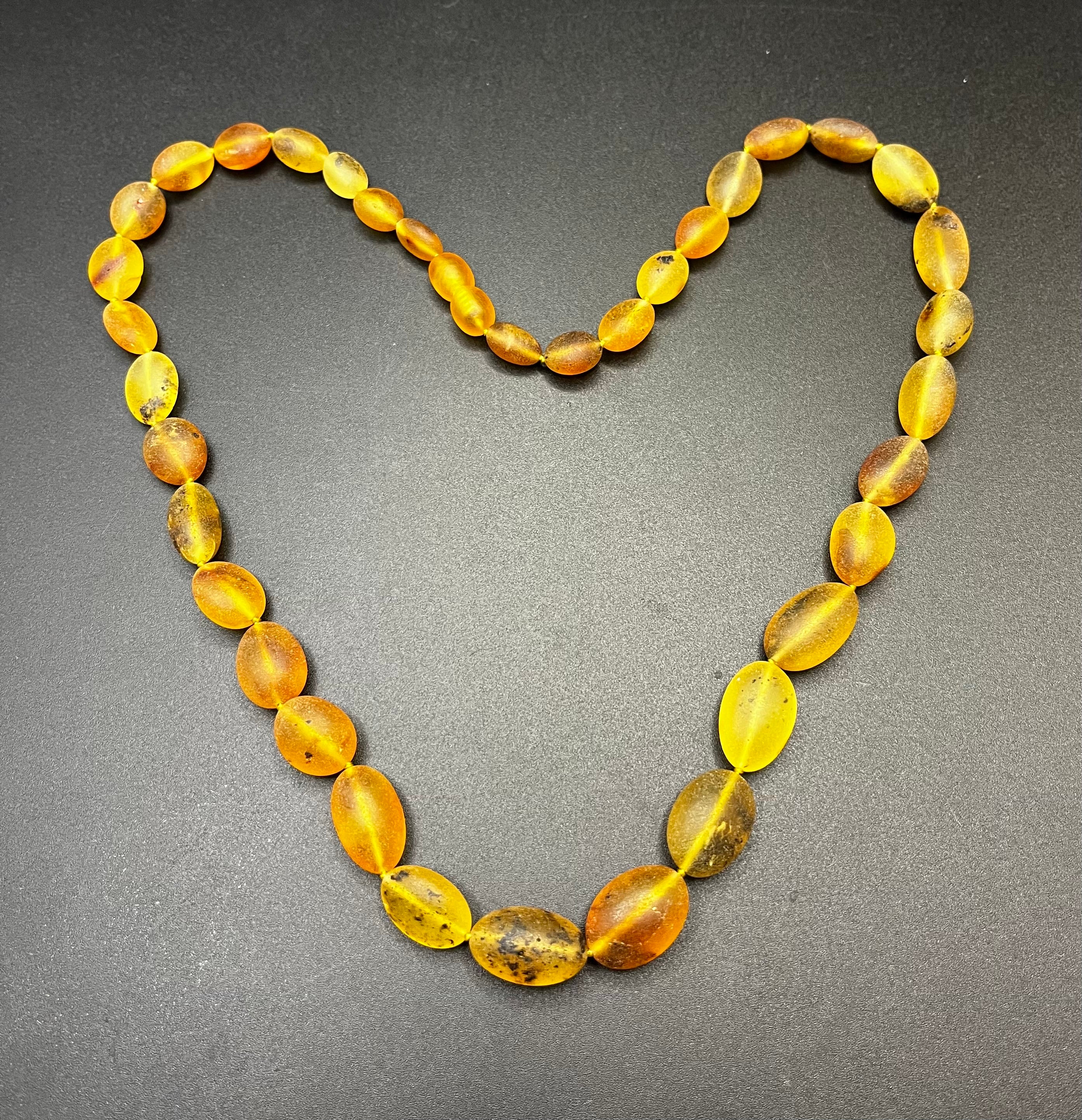 Handmade Raw Baltic Amber Necklace - 50cm, Natural Unpolished Beads 9-16mm (16g)