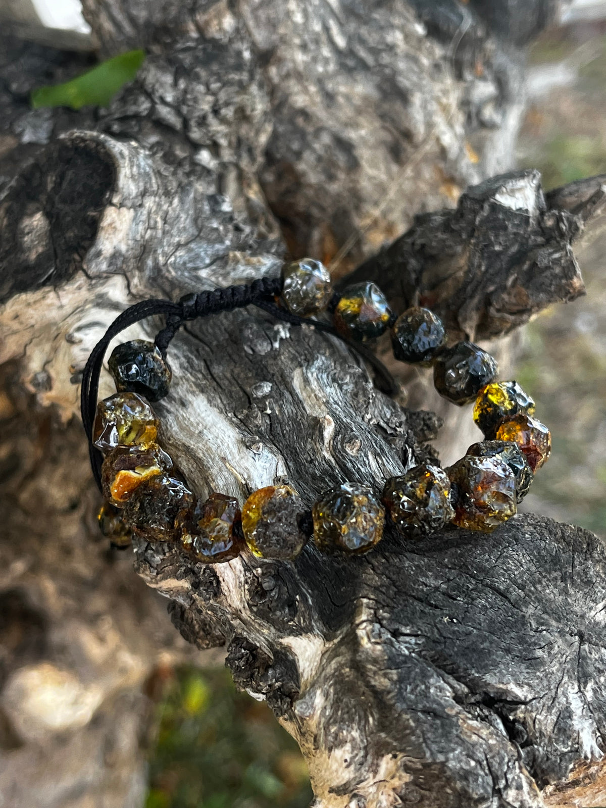 Handmade Baltic Amber Bead Bracelet – Adjustable Macrame Unisex Bracelet