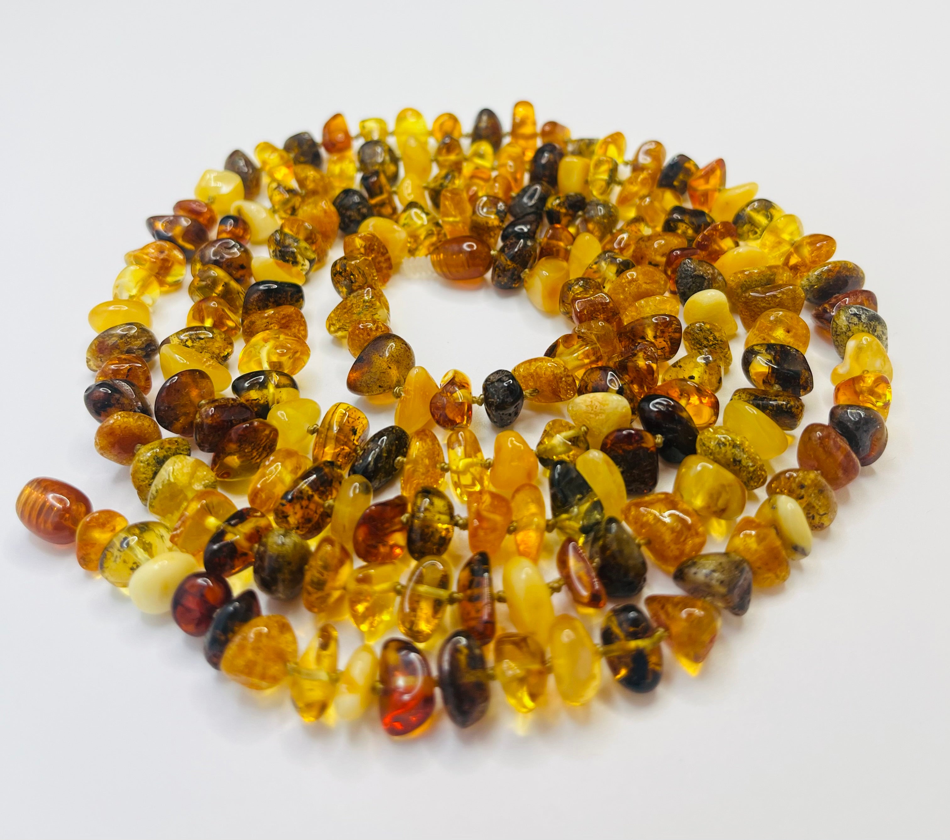 Long Baltic Amber Chip Necklace | Natural Multicolored Amber Flapper / Lariat Style | 103 cm (40.5 in), 30g