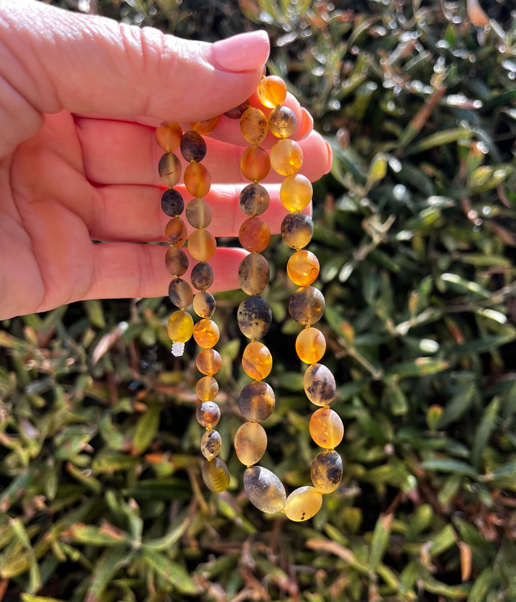 Handcrafted Raw Baltic Amber Olive Bead Necklace