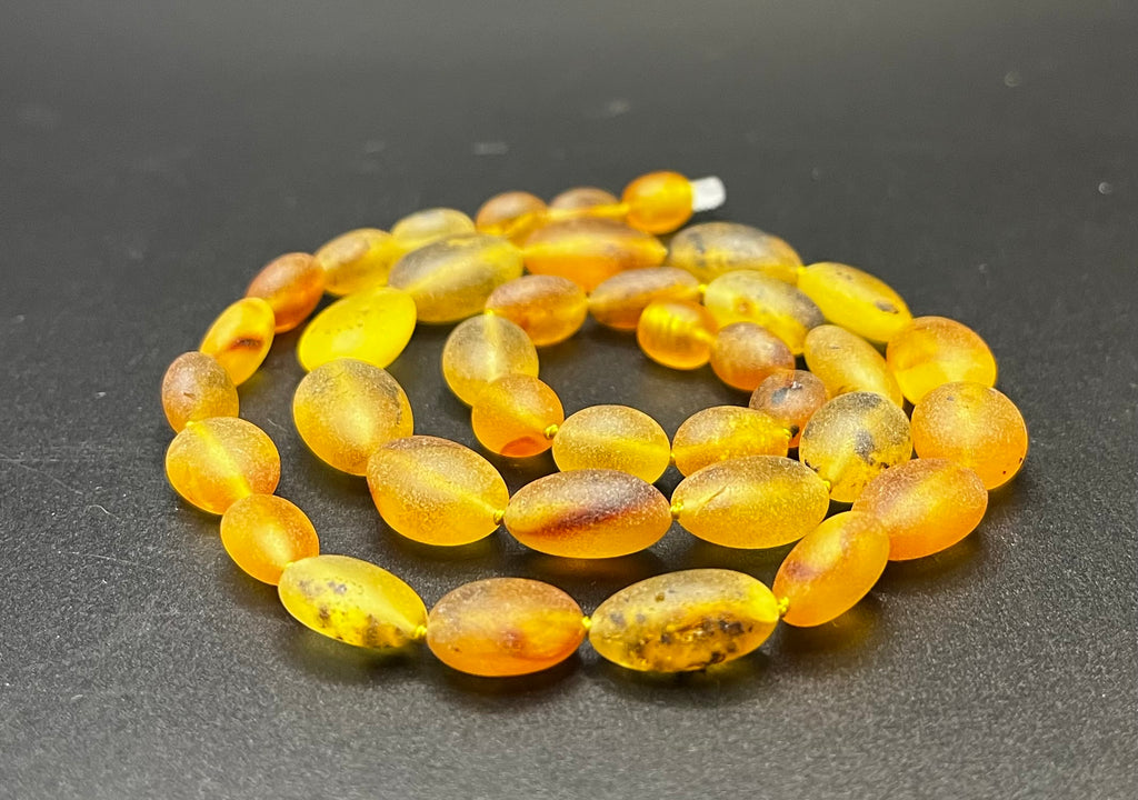 Handmade Raw Baltic Amber Necklace - 50cm, Natural Unpolished Beads 9-16mm (16g)
