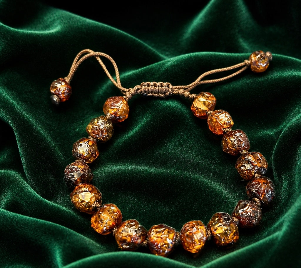 Handmade Baltic Amber Bead Bracelet – Adjustable Macrame Unisex Bracelet