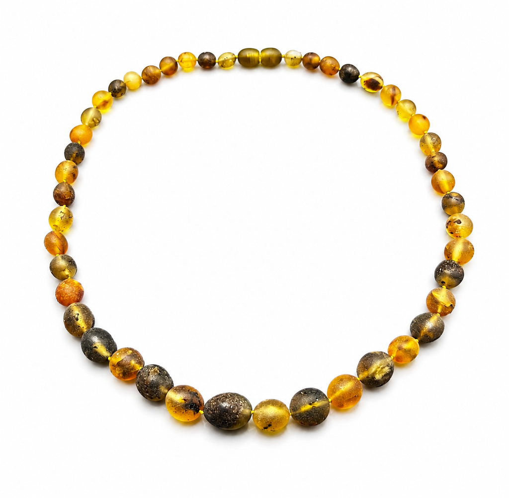 Handcrafted Raw Baltic Amber Olive Bead Necklace