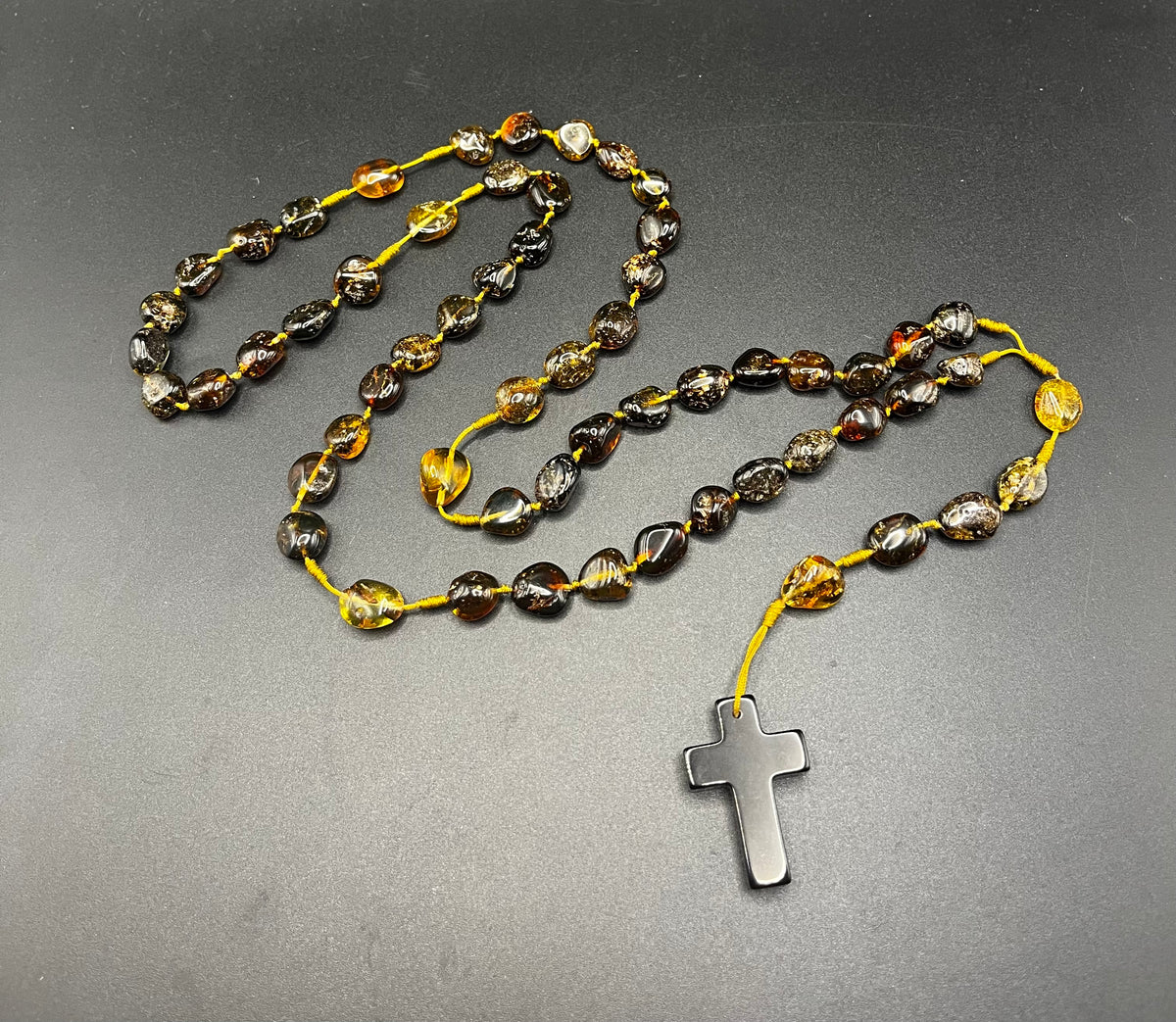 Handcrafted Natural Baltic Amber Catholic Rosary Necklace – 56 cm (22")
