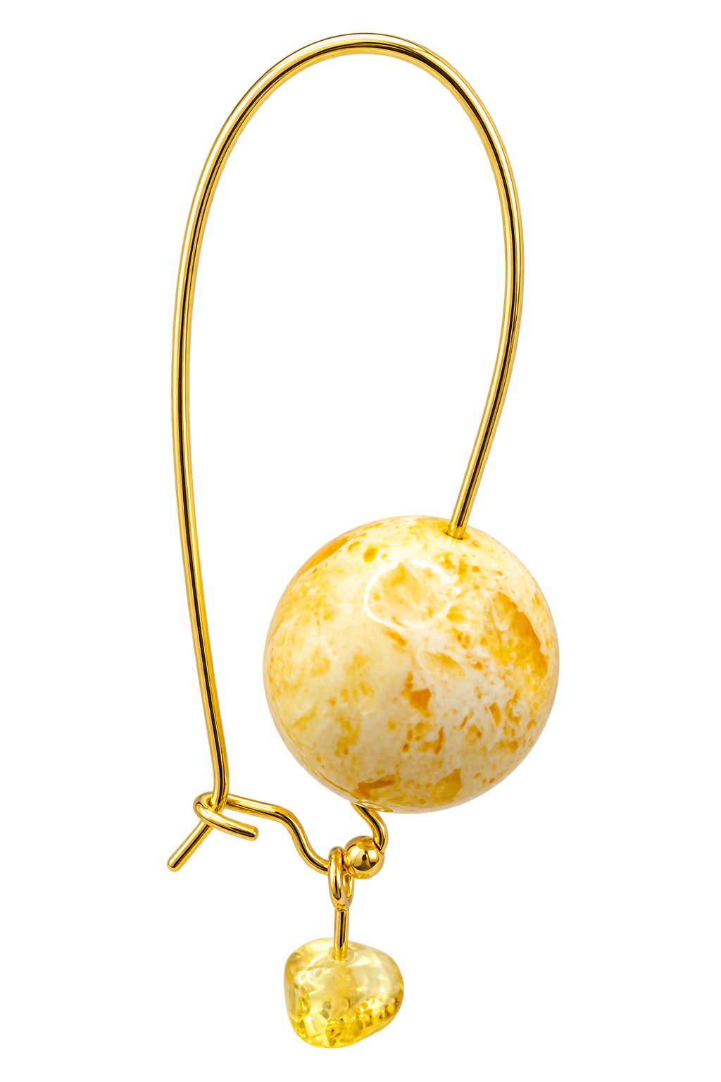 Handmade Baltic Amber French Wire Drop Earrings – Butterscotch Amber Sphere & Faceted Bead Drops (5 cm)