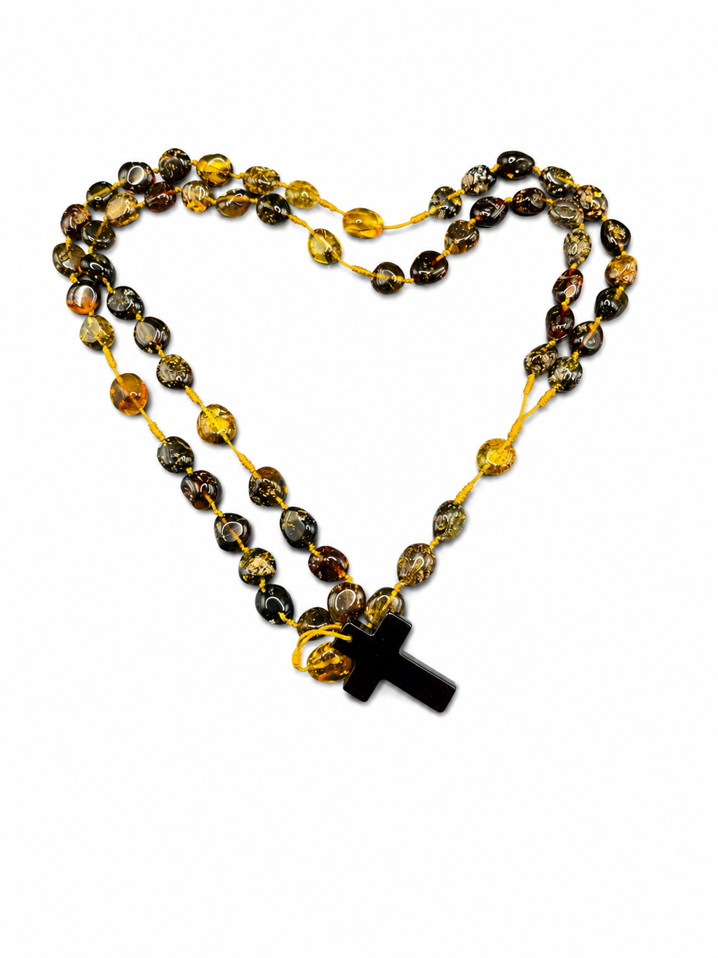 Handcrafted Natural Baltic Amber Catholic Rosary Necklace – 56 cm (22")