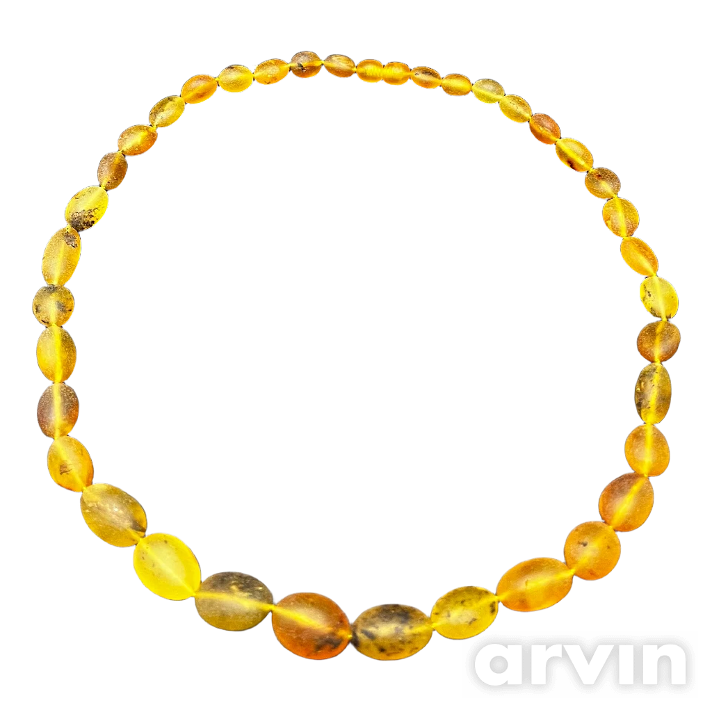 Handmade Raw Baltic Amber Necklace - 50cm, Natural Unpolished Beads 9-16mm (16g)
