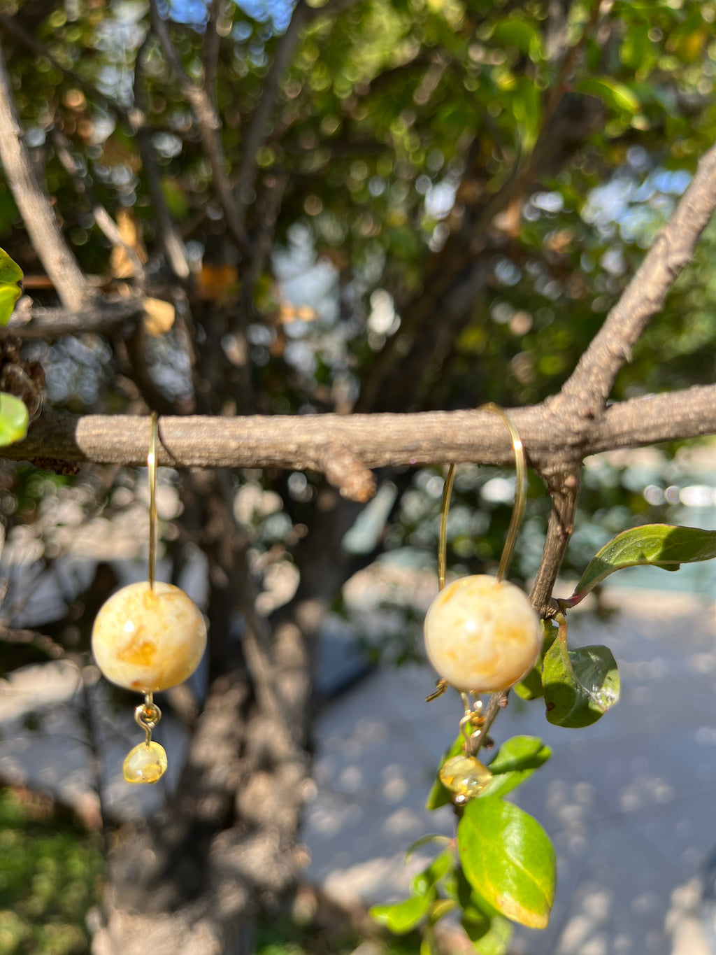 Handmade Baltic Amber French Wire Drop Earrings – Butterscotch Amber Sphere & Faceted Bead Drops (5 cm)
