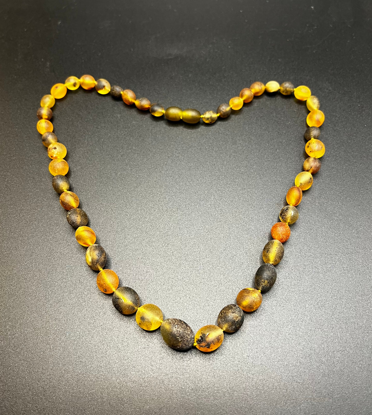 Handcrafted Raw Baltic Amber Olive Bead Necklace