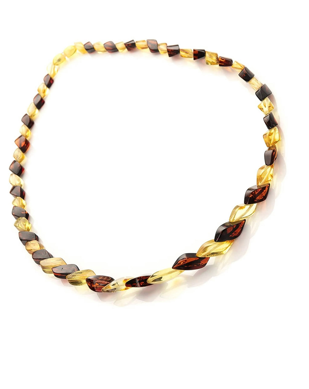 Handmade Baltic Amber Necklace – Twisted Geometrical Beads (54 cm / 16g)