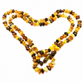 Long Baltic Amber Chip Necklace | Natural Multicolored Amber Flapper / Lariat Style | 103 cm (40.5 in), 30g