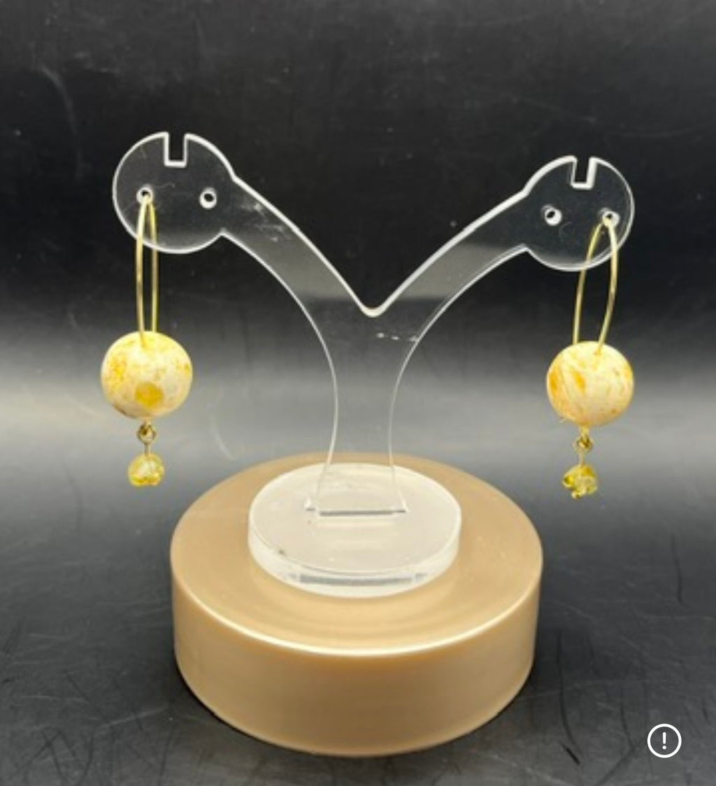 Handmade Baltic Amber French Wire Drop Earrings – Butterscotch Amber Sphere & Faceted Bead Drops (5 cm)