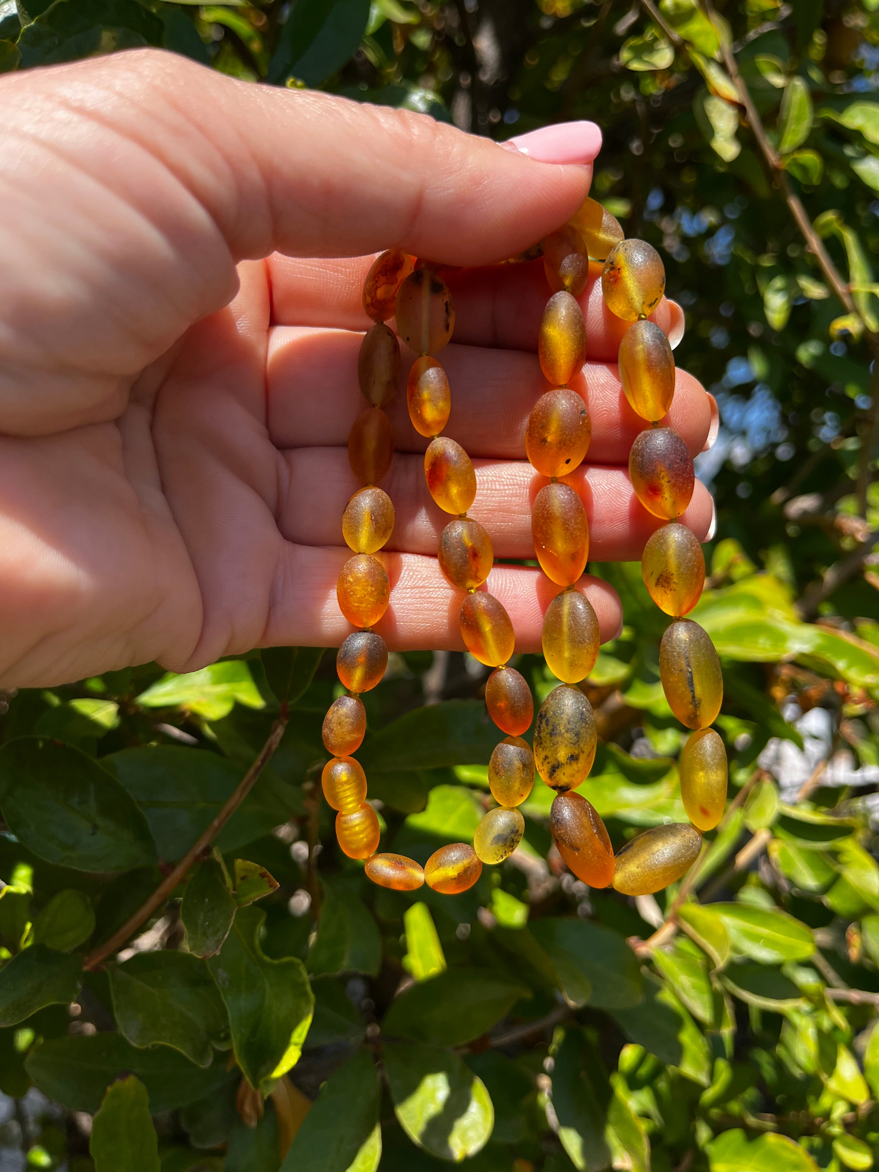 Handmade Raw Baltic Amber Necklace - 50cm, Natural Unpolished Beads 9-16mm (16g)