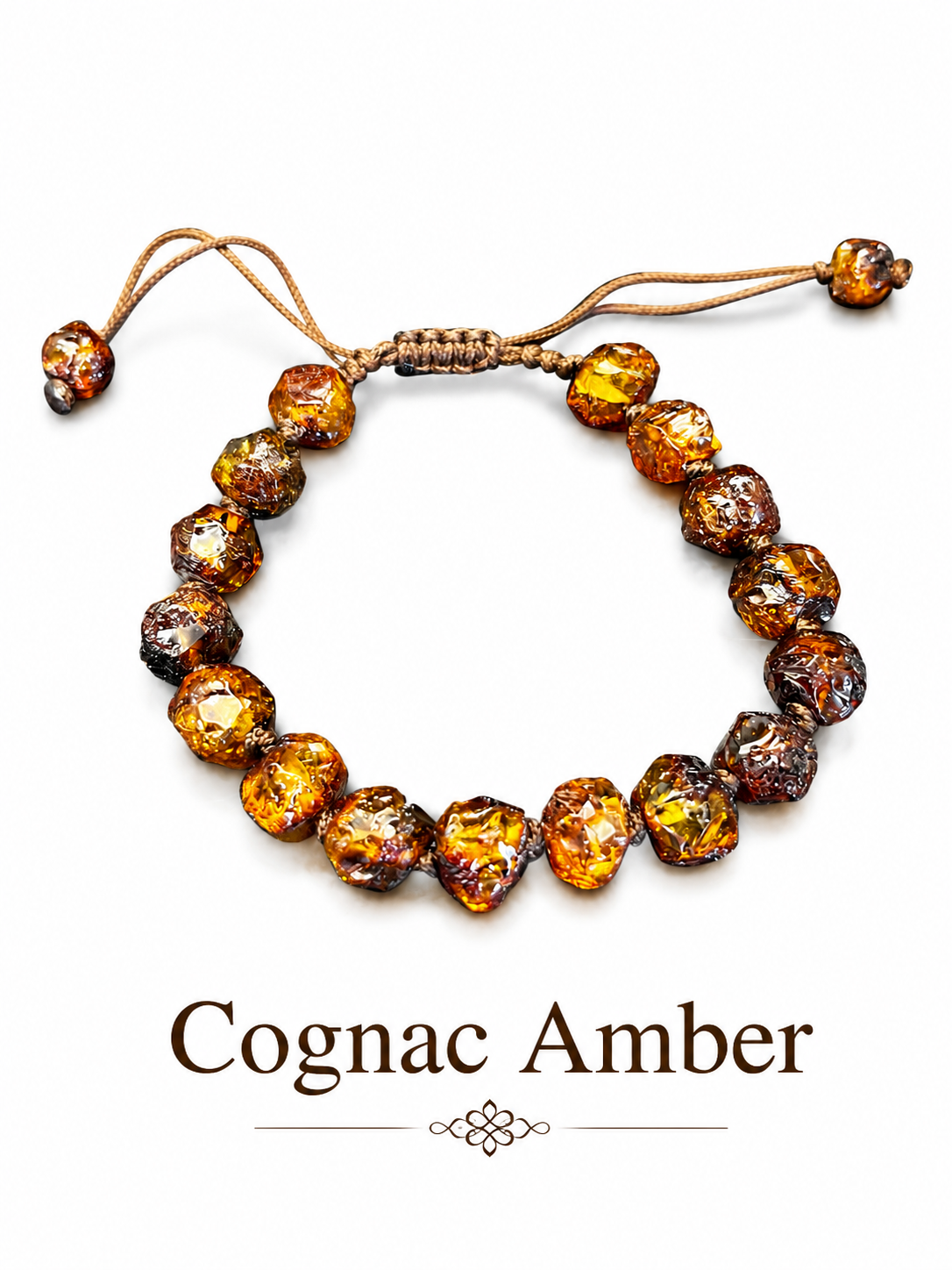 Handmade Baltic Amber Bead Bracelet – Adjustable Macrame Unisex Bracelet