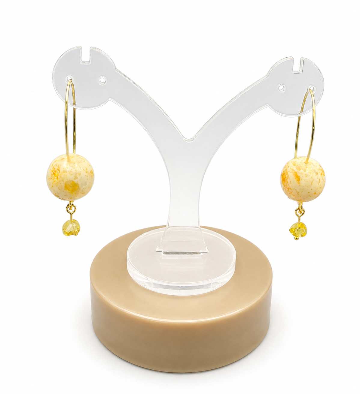 Handmade Baltic Amber French Wire Drop Earrings – Butterscotch Amber Sphere & Faceted Bead Drops (5 cm)